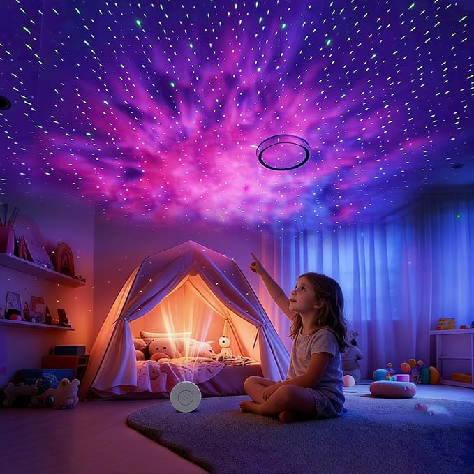 Galaxy Projector for Bedroom, Star Projector,Smart APP Memory Setting, Compatible with Alexa & Google Home, for Kids Adults Bedroom,Room Decor,Game Room,Party (Yellow Star+Remote)