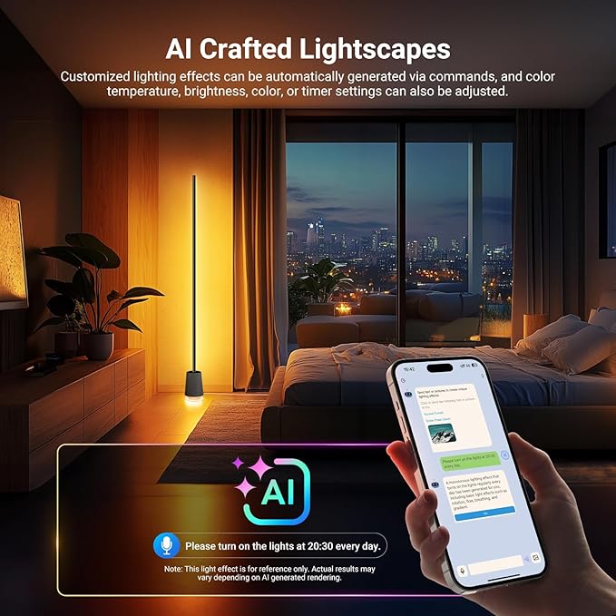 NEEWER NF06 Smart LED Floor Lamp, 1500lm RGBCW Standing Corner Light, Compatible with Google Assistant Alexa, APP/AI Design/Music Sync/16 Million Color Ambient Lighting, Living Room Bedroom Home Decor