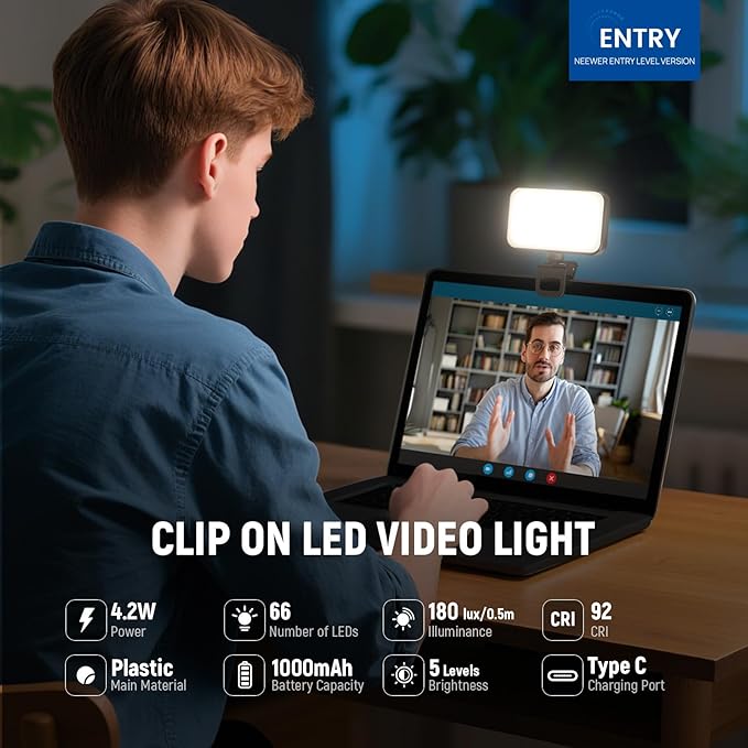 NEEWER Entry Level Version LED Selfie Light, Plastic Clip on Phone Fill Lighting for iPhone, 66 LEDs CRI92 Portable for Computer Laptop Webcam Zoom Video Conference Makeup Recording Streaming, N6