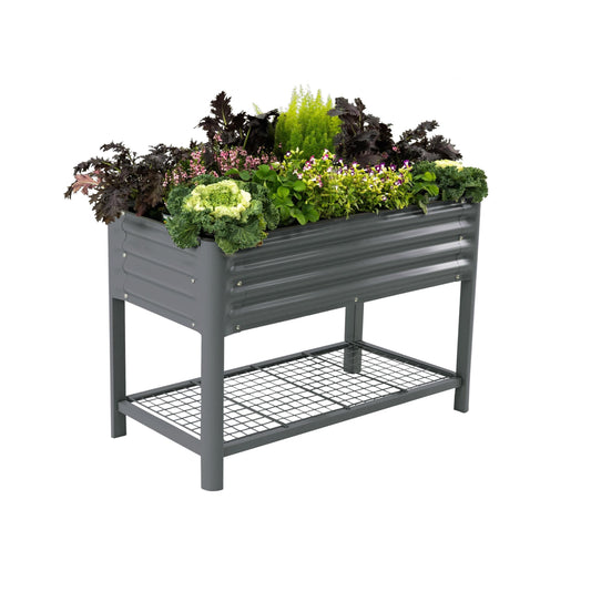 Elevated Raised Garden Bed-V Series, 2' x 4' Garden Beds with Legs & Storage Rack for Patio Porch, 700 Lbs Weight Capacity, Outdoor Planter Boxes for Gardening Herbs Vegetables Flowers, Modern Gray