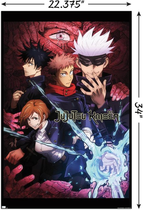 Jujutsu Kaisen Wall Poster - Stunning One Sheet Design, 34L x 22.4W, Unframed