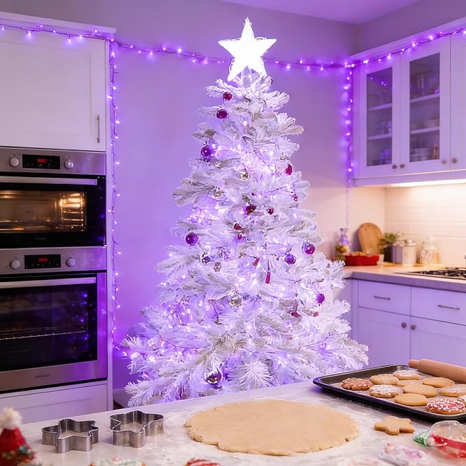 Purple Christmas Lights Indoor Outdoor waterproof Clear Wire, 99ft 300 LED Purple Lights indoor, 16 Modes Deep-Violet String Lights Plug in for Christmas Tree Bedroom Garden Party Xmas Decoration