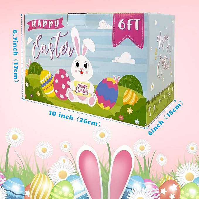 6FT Easter Inflatables Outdoor Decorations, Inflatable Bunny and Colorful Eggs Build-in 5 LEDs, Happy Easter Blow Up Yard Decorations for Home Holiday Party Outdoor Lawn Garden