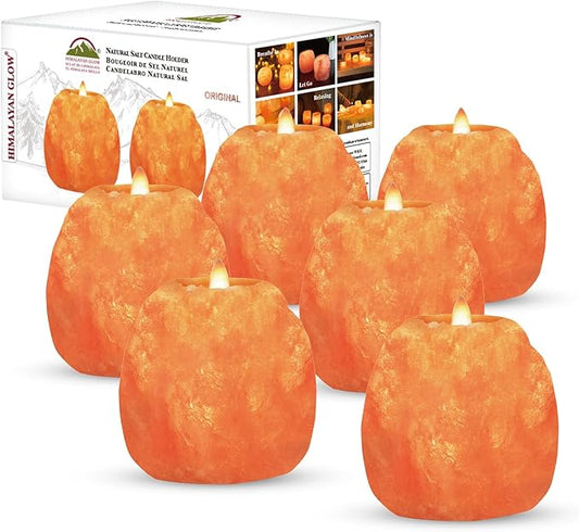 Himalayan Glow Candle Holders, Himalayan Salt Tea Light Candle Holders - 6 Pack