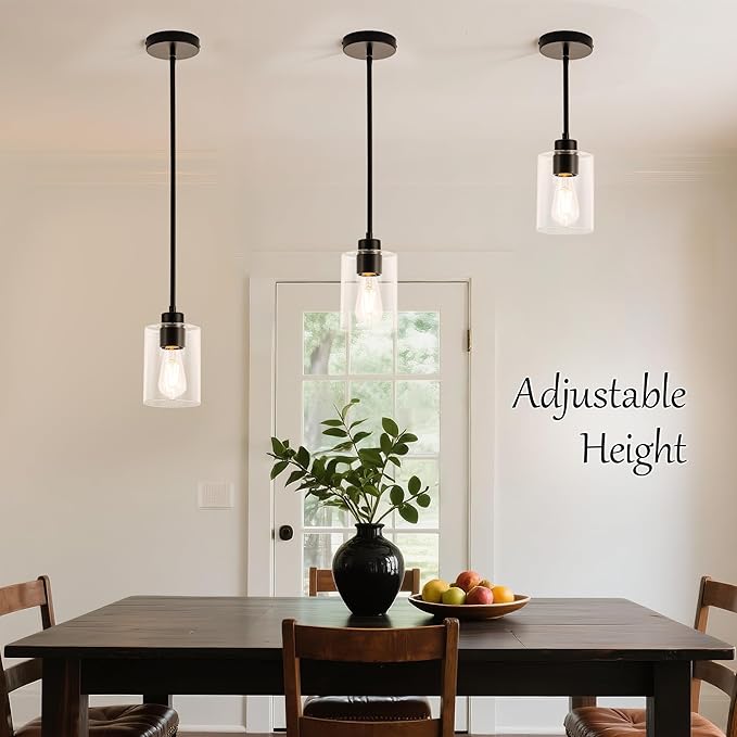 MAYNA 1-Pack Black Mini Pendant Light, Industrial Small Hanging Lamp with Bulb, Adjustable Rods Ceiling Fixture for Kitchen Sink, Hallway, Entryway