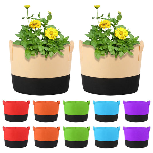 Ohiyoo 12 Pack 15 Gallon Grow Bags Colorful Fabric Plant Pots with Handles 15 Gal Garden Grow Bags Fabric Grow Pots Plant Growing Bags Vegetable Planting Bags for Garden and Outdoor (15 Gallon)