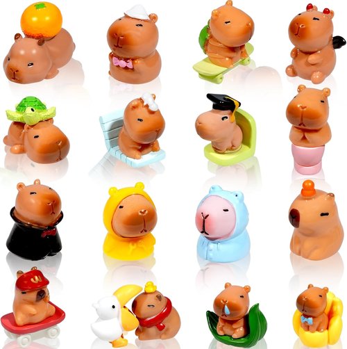 Exasinine Miniature Capybara Figurines - 26pcs Resin Set for DIY Fairy Garden Decor | Home & Party Decorations