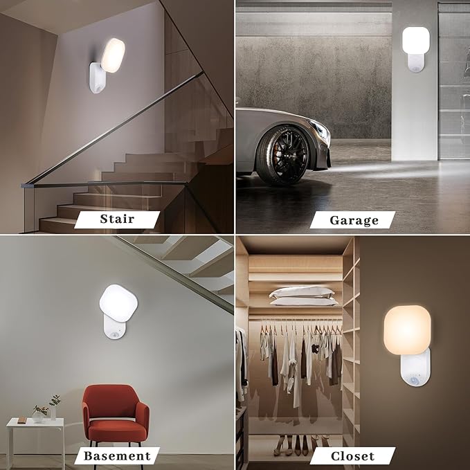 Yochoice Rechargeable Motion Sensor Wireless Dimmable LED Wall Lights with Remote, Closet Lights Battery Operated with Adjustable Lighting and Angle, for Closet Pantry Bedroom Garage, 2 Packs