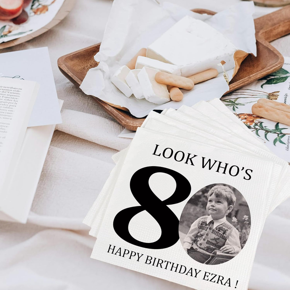 Regine Switzerland Custom 80th Birthday Napkins - Personalized Look Who's 80 Design | Cocktail Beverage Party Supplies