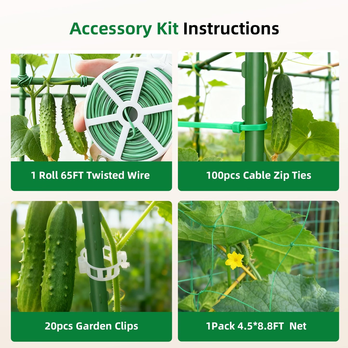 Laodier Cucumber Trellis for Raised Bed, U-Shape Garden Arch Metal Support for Climbing Plants, Metal Arch Plant Support Vegetables Trellis, Plant Support for Vine Outdoor (Green, 47*30*47inch(L*W*H))
