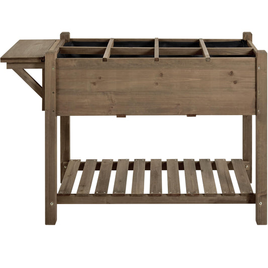 Yaheetech 49x22x32in 8 Pockets Horticulture Raised Garden Bed Elevated Wood Planter Box Stand with Foldable Side Table and Storage Shelf for Herb/Vegetables/Flowers