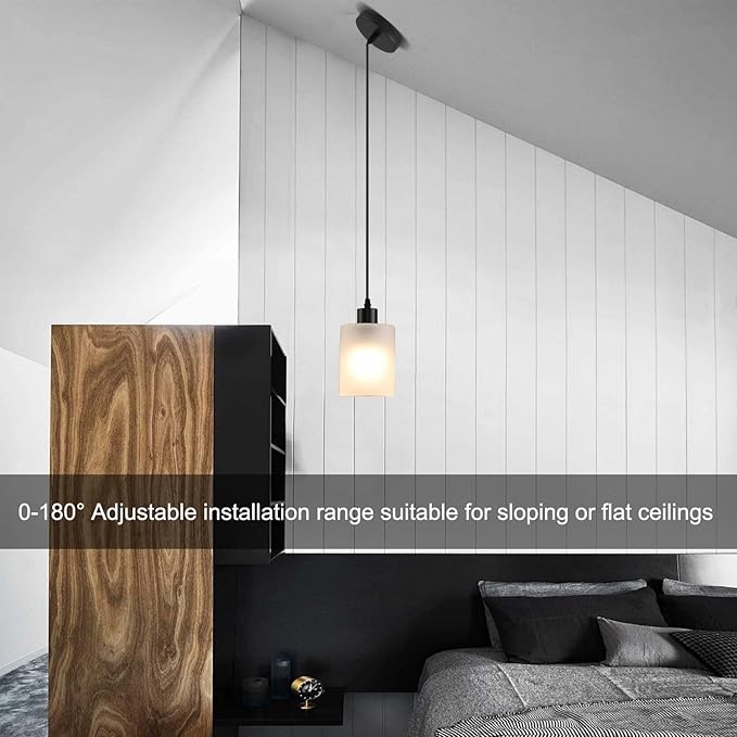3-Pack Industrial Pendant Lighting, Modern Frosted Glass Shade Farmhouse Adjustable Hanging Light Fixtures for Kitchen Island Living Room Bedroom Hallway