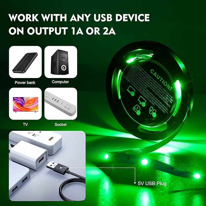 USB 32.8ft LED Strip Lights Color Changing LED Tape Lights with IR Remote Controller and Dimmable LED Strip for Bedroom Cabinet Bar