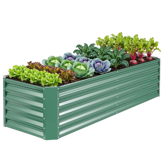 ZORMY 6×2×1.4ft Galvanized Raised Garden Bed Kit, Metal Planter Boxes Outdoor, High Raised Beds for Vegetables, Fruits, and Flowers - LotusGreen