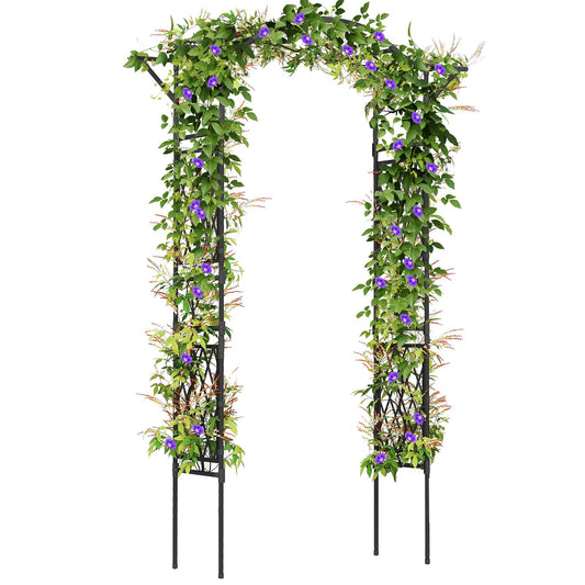 Happygrill 83" Garden Arch for Climbing Plants, Heavy-Duty Garden Arbor with Upgraded Metal Frame, Tall Plant Support Stand for Vines Flowers, Outdoor Archway for Lawn Wedding Party Decoration