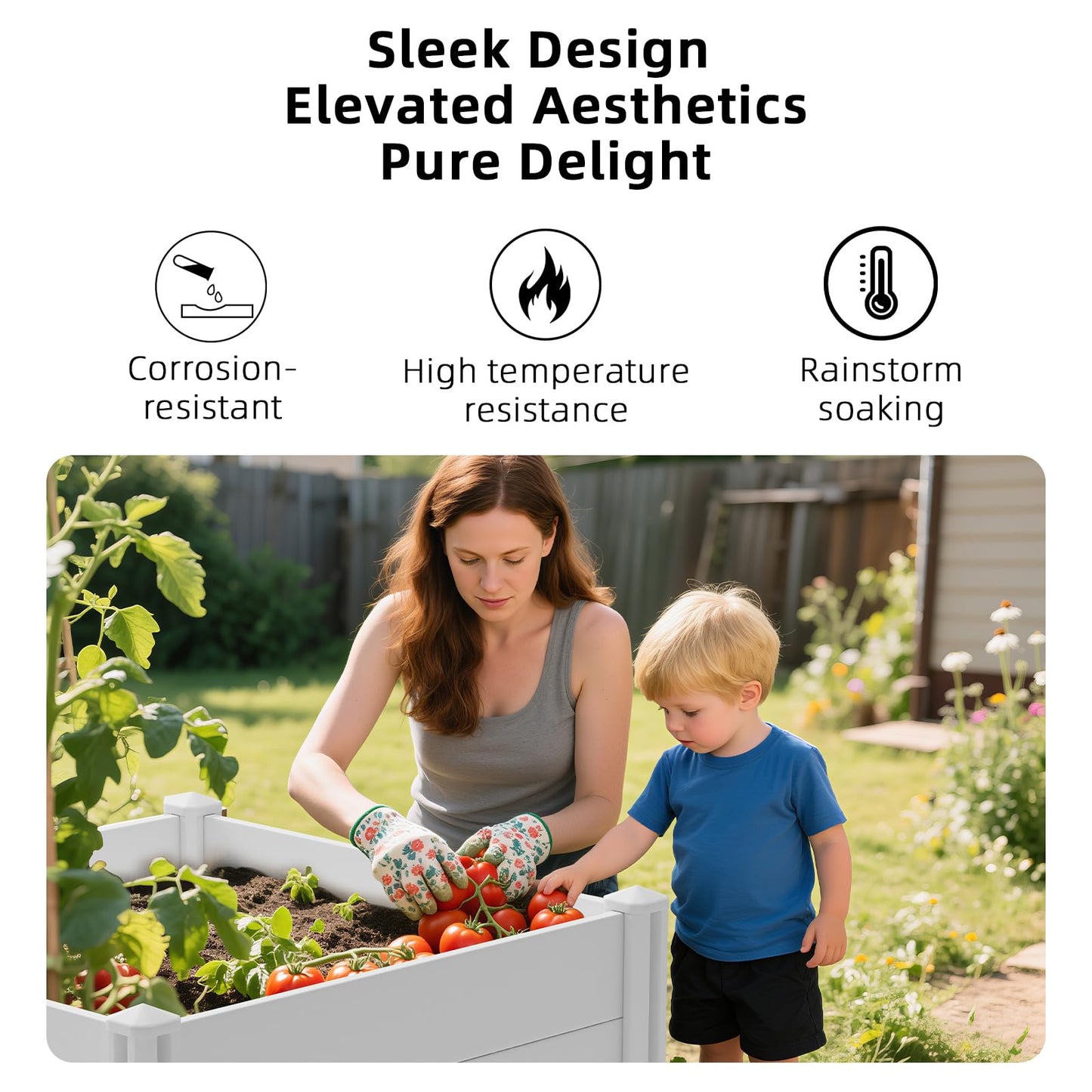 AochiRise 8'x4'x12 Large Vinyl Raised Garden Bed | Screwless Modular Planter Box with Open Bottom | Rust-Proof Outdoor Above Ground Bed for Vegetables, Herbs, Flowers & Whelping Pen