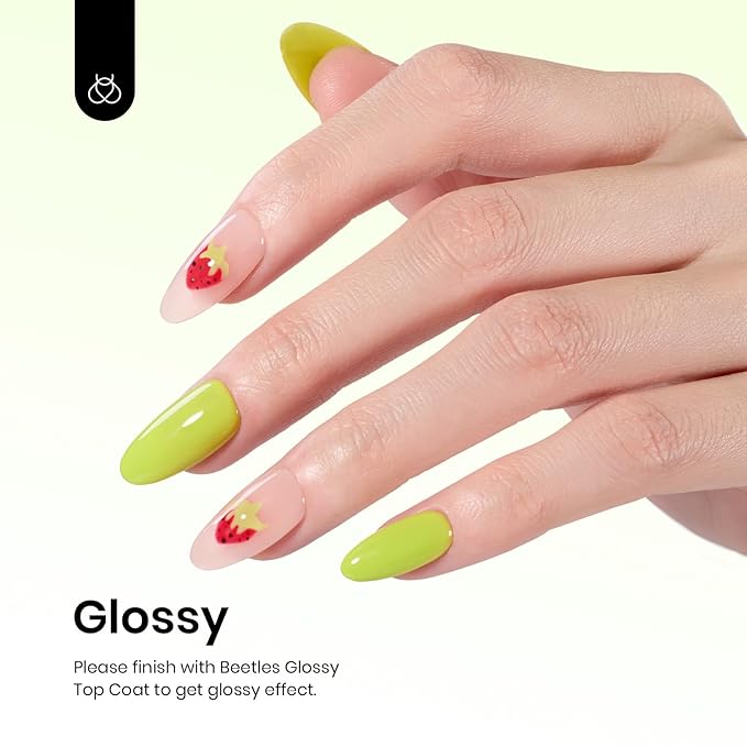Beetles Green Gel Nail Polish - Fresh Greenery 15ML/0.51Fl Oz, Light Green Gel Nails Polish, Neon Lime Color Soak Off UV LED Lamp St Patricks Day Nails Art, Long-Lasting Manicure Salon Spring Nails