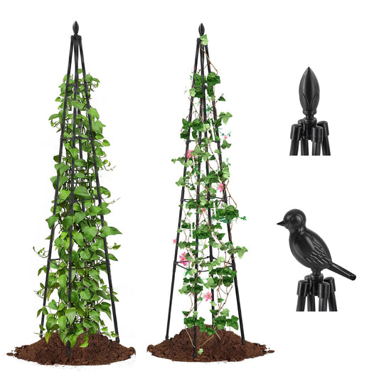 AlisisFores 2 Pack Garden Trellis for Climbing Plants Outdoor,63inch Tall Rustproof Metal Obelisk Trellis Support for Potted Vines Vegetable Plants Indoor Outdoor, Lightweight