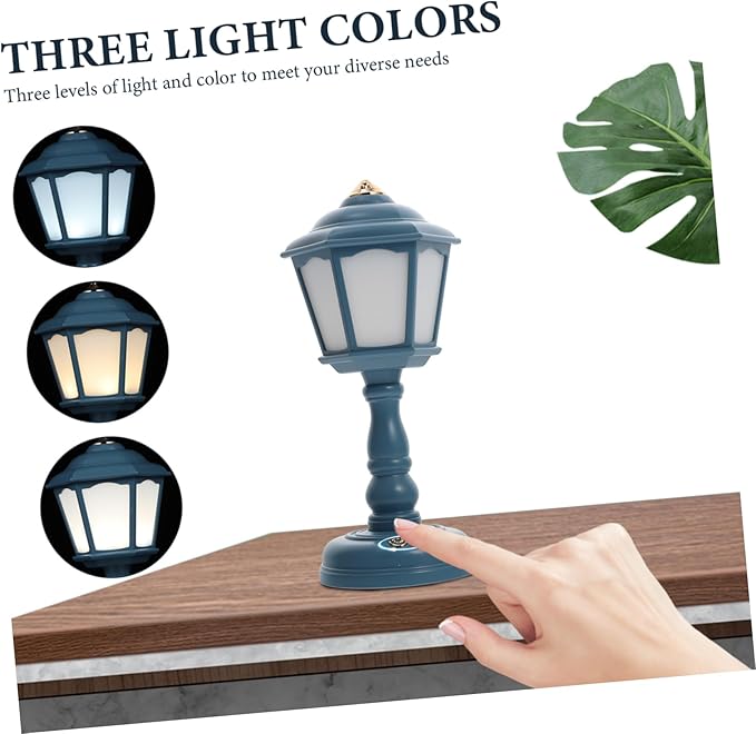 Healifty Vintage USB Rechargeable Table Lamp Level Dimmable Mini Night Light for Bedroom Decor Eye Caring Creative Retro Style Decorative Tabletop Lamp Compact Space Saving Design in Blue