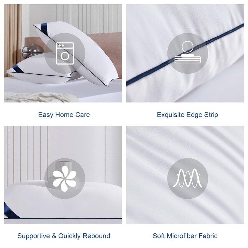 Meoflaw Pillows King Size Set of 4,Soft Microfiber King Pillows with Hollow Fiber,Hotel Quailty Bed Pillows for Sleeping 4 Pack for Back,Stomach Sleeper