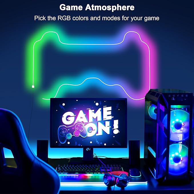 Cozylady 66Ft (33Ft * 2 Rolls) RGB LED Neon Rope Lights for Bedroom, 20m LED Strip Lamp with Double Sided Adhesive Tape, App/Remote Control DIY Lights Decorate The Outdoor and Indoor of Your Home