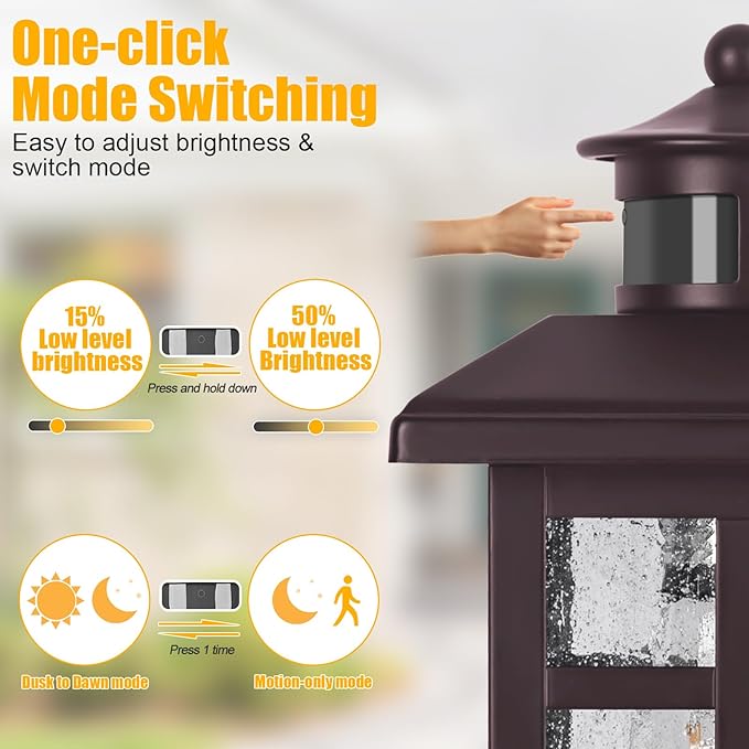 2 Packs Motion Sensor Outdoor Lights- Outdoor Porch Lights Light Fixtures Motion Sensor Bronze, Porch Lights Outdoor Bronze, Exterior Lights for House, Garage, Door
