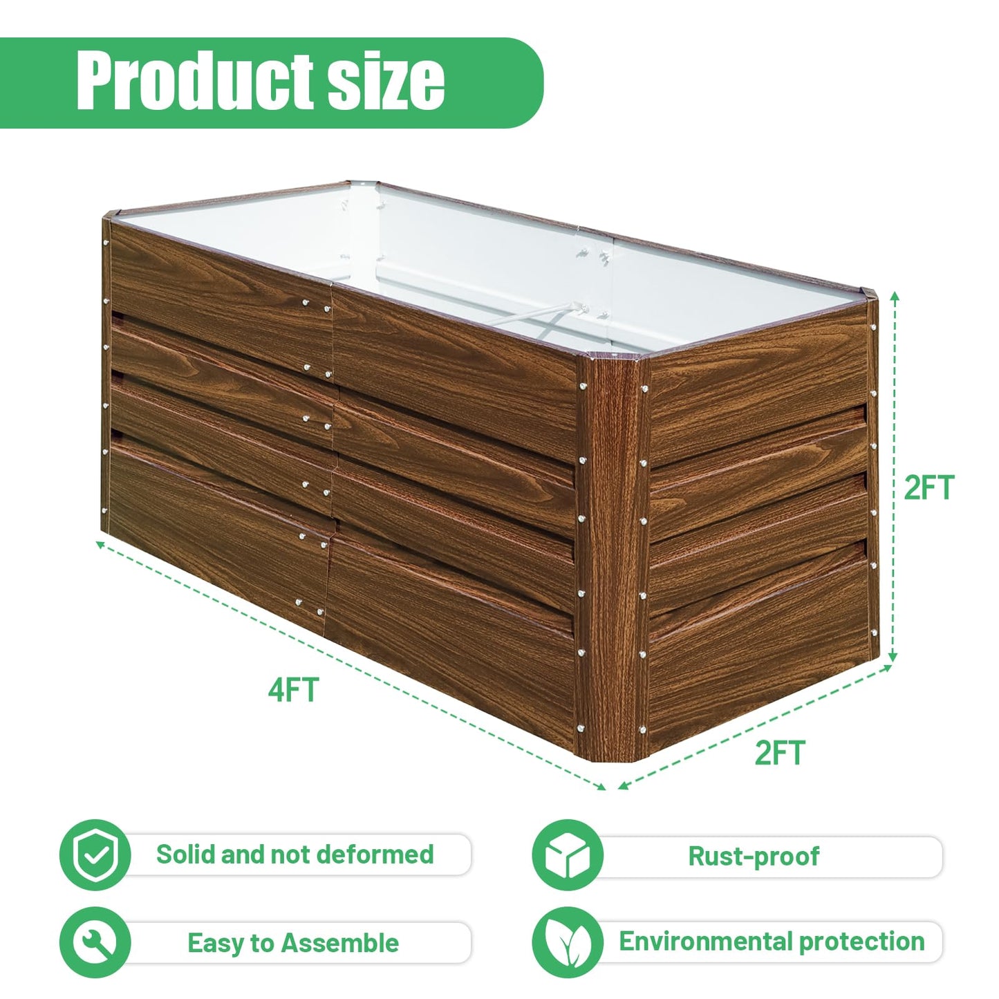 SnugNiture Galvanized Raised Garden Bed 6x3x2FT and 4x2x2FT Outdoor Large Metal Planter Box Steel Kit for Planting Vegetables, Flowers