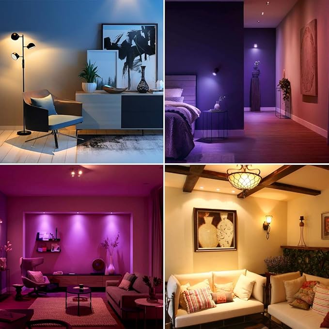 LED Color Changing RGB Light Bulb with Remote 40W Equivalent 400LM, 45° Beam Angle and Memory, E26 Mood Ambiance Lighting (6 Pack)