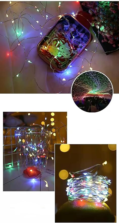 Sokelinn-six 2m 20 LEDs Fairy String Lights, USB Powered String Light for Desk Office Christmas Tree Party Decoration (Multi-Colored, 5)