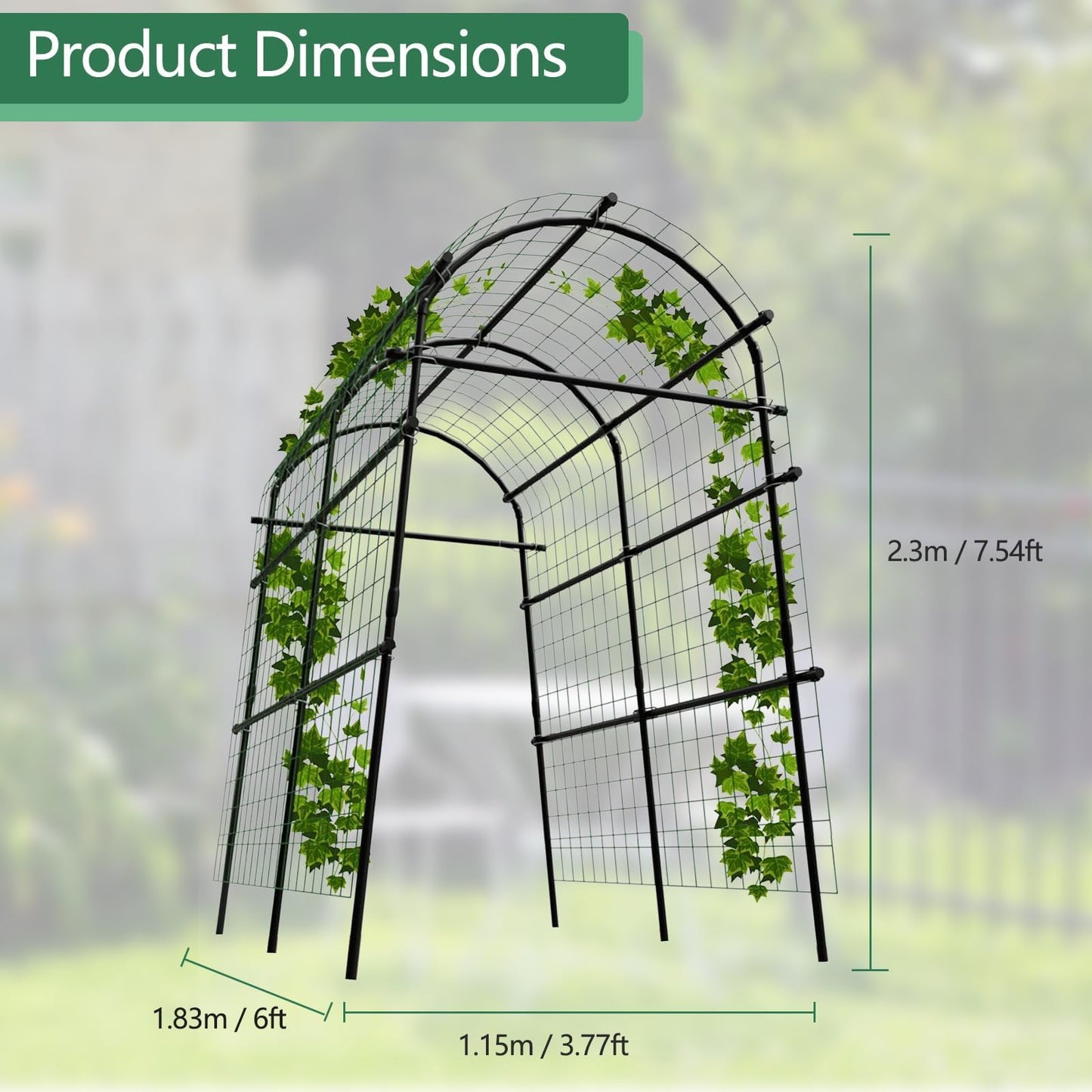 Garden Arch Trellis, 7.5FT Extra Tall Polyethylene-Coated Stainless Steel Garden Trellis for Climbing Plants, Vegetables, Flowers, Outdoor Pergola Arbor Wedding Party Decoration, Cucumber Trellis, Gar