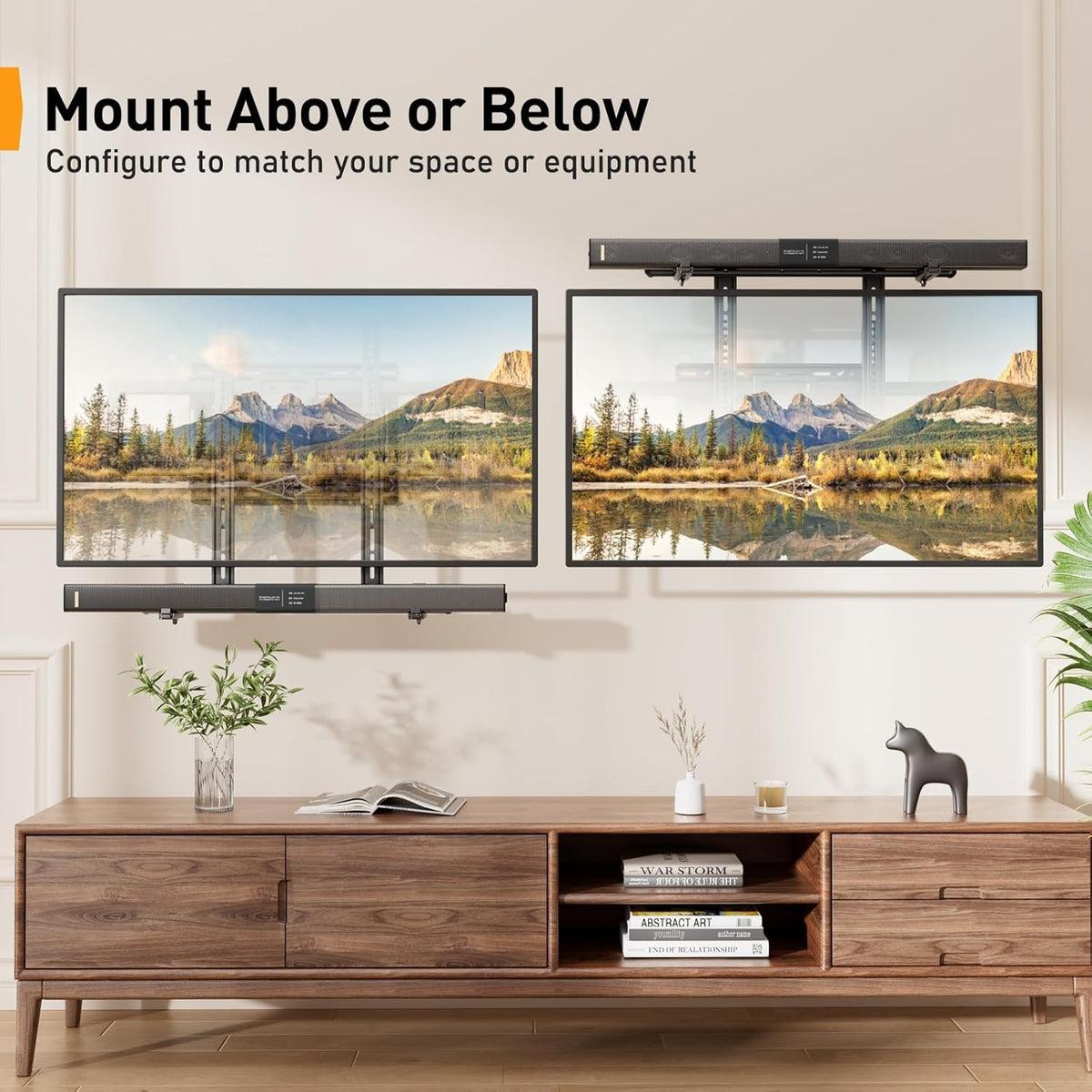 Perlegear Soundbar Mount - Versatile Under TV Sound Bar Holder | Supports Up to 15 lbs, Non-Slip Base, Extends 3.5” to 6”