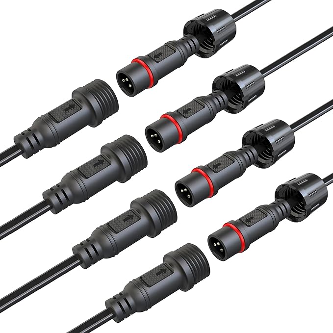 Waterproof Connectors 3 Wire,18AWG Male Female Plug LED Connector with 3Pin Waterproof Connectors,IP68 20CM Extension Cable for Car, Truck, Boat,LED Strip Lights,(4Pairs)