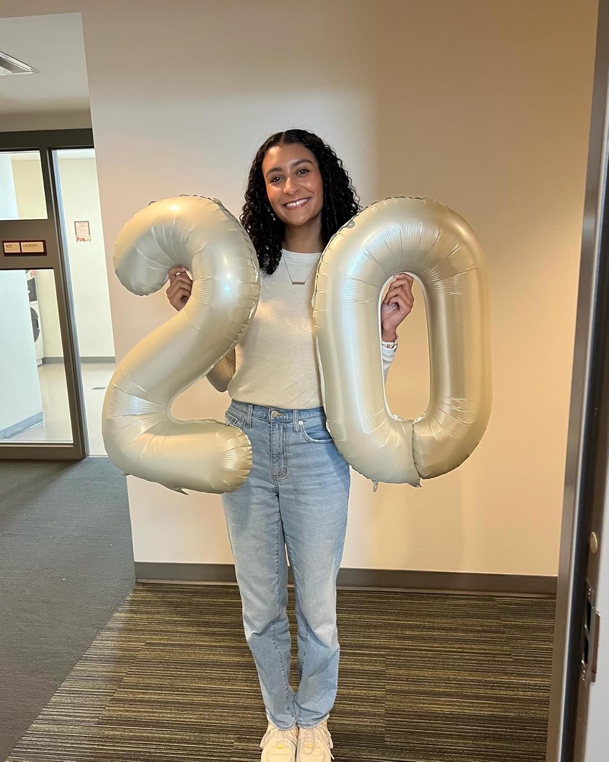 Regine Switzerland Cream Number Balloon - 40 Inch Birthday Decoration - Perfect for Celebrations