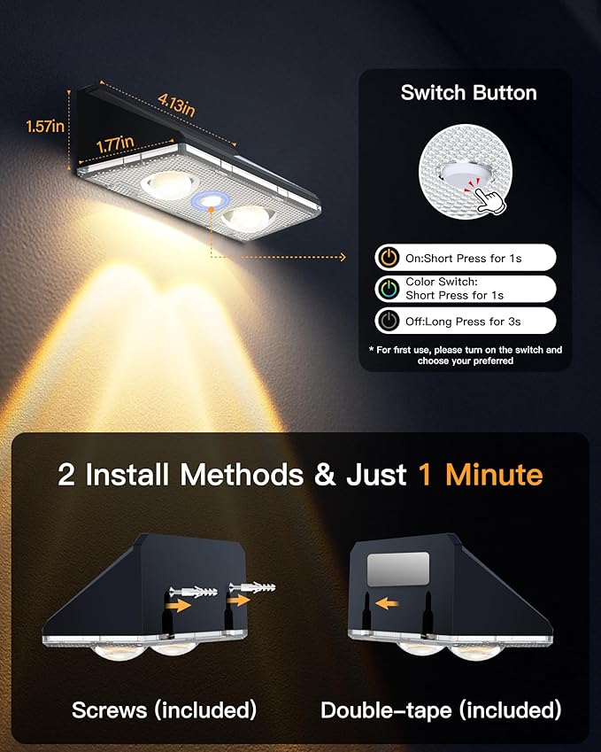 Solar Fence Lights Outdoor, 6 Pack IP65 Waterproof Fence Lights Solar Powered with Ultra-Bright LED Lens, 9 Color Modes, 12+ Hours Steady Glow for Deck/Backyard/Patio/Pool/Wall - Black