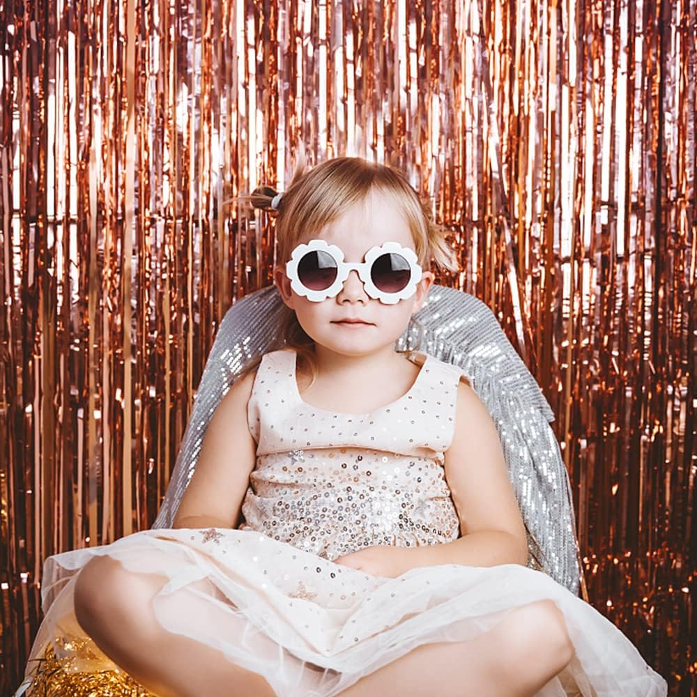 Regine Switzerland 20 Pack Foil Curtain Backdrop - Rose Gold Metallic Tinsel Fringe for Parties & Celebrations