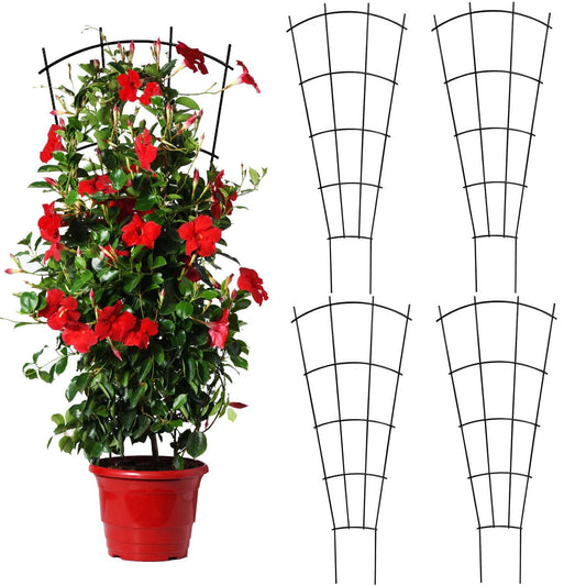 Mklsit 4 Pack 32'' Indoor Plant Trellis for Potted Plants, Metal Garden Trellis for Climbing Plants Outdoor, Black Coated Flower Pot Trellis for Climbing Plants Houseplants Vine Ivy