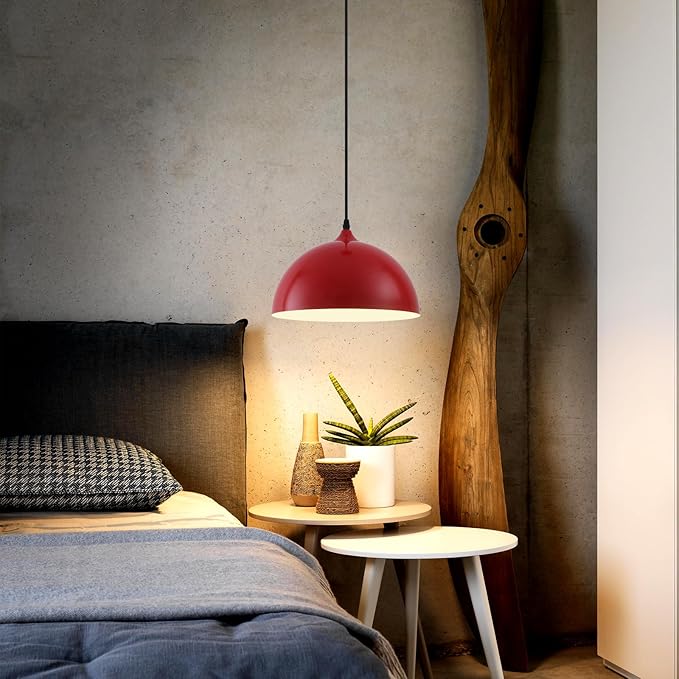 Red Farmhouse Pendant Light 11.8inches 2 Packs,Kitchen Pendant Lights, Industrial Pendant Light, Pendant Lights Kitchen Island for Living Room, Bedroom, Dinning Room, Office