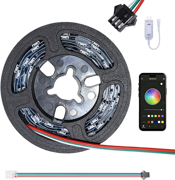 WS2812B RGB LED Strip Light Bundle-ZH037 1M/3.28FT APP Control for Bambu Lab X1/P1P/P2S/H2D 3D Printer Accessories MakerWorld Models Lamp 60 LEDs Ideal DIY 3D Print