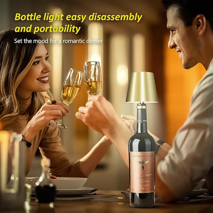 2025 New Wireless Bottle Lamp - LED Bottle Lights for Liquor & Wine Bottles, Cordless Lampshade, Whiskey Bottle Top Light, Bottle Stopper Night Light Kit, Rechargeable RGB Remote & Touch-Dimmable