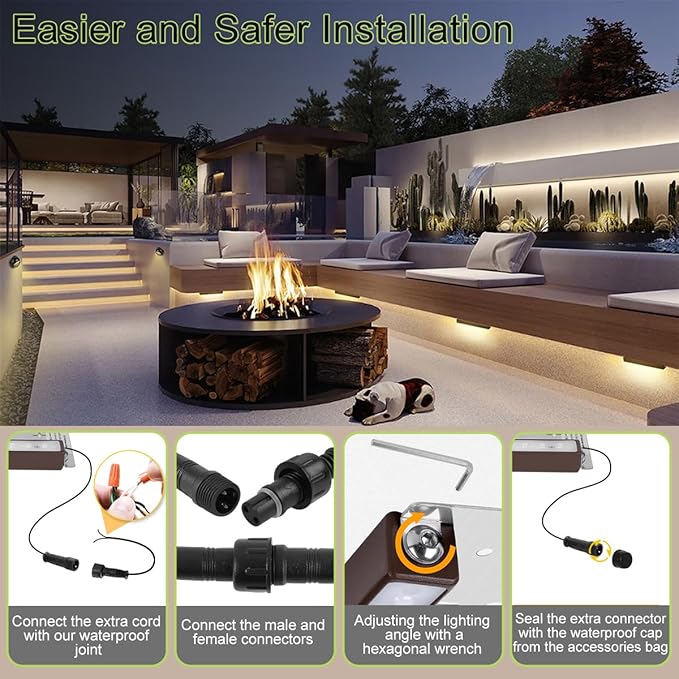 Retaining Wall Lights,12 Pack 7 Inch LED Hardscape Lighting,12-36V 2.5W Low Voltage Fence Lights,Outdoor Step Lights with IP67 Waterproof 2700K Warm Light