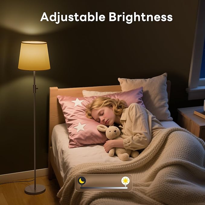 Smart Floor Lamp with RGBCW Color Change Bulb, Compatible with Alexa, Siri, Google Voice & App Control, Standing Lamp with Linen Shade, Tall Lamp for Living Room, Bedroom, Office,Brown
