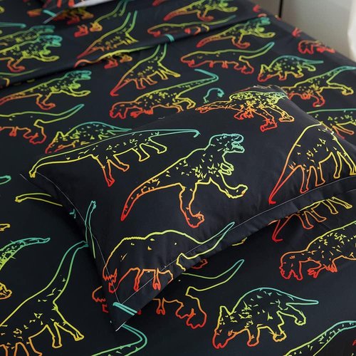 ADASMILE A & S Twin Dinosaur Bedding Set - 100% Microfiber with Pillowcase & Deep Pocket Fitted Sheet