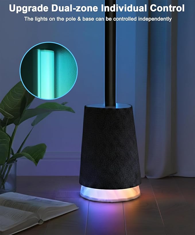 Smart LED Floor Lamp with Speaker & White Noise, RGBWWIC Standing Corner Lamp Work with Alexa Google Assistant, Music Sync, App Control,AI Recognition DIY Ambient Lighting for Bedroom Living Game Room