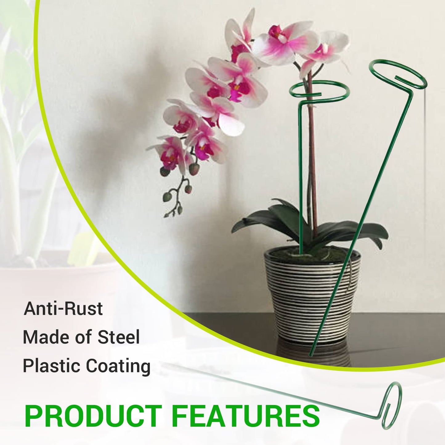 HOMEANING 10PCS Plant Support Stakes for Flowers, Garden Metal Single Stem Plant Support, Garden Flower Support for Indoor Plants Tomatoes, Amaryllis, Orchid, Peony, Lily, Rose -15.9Inch