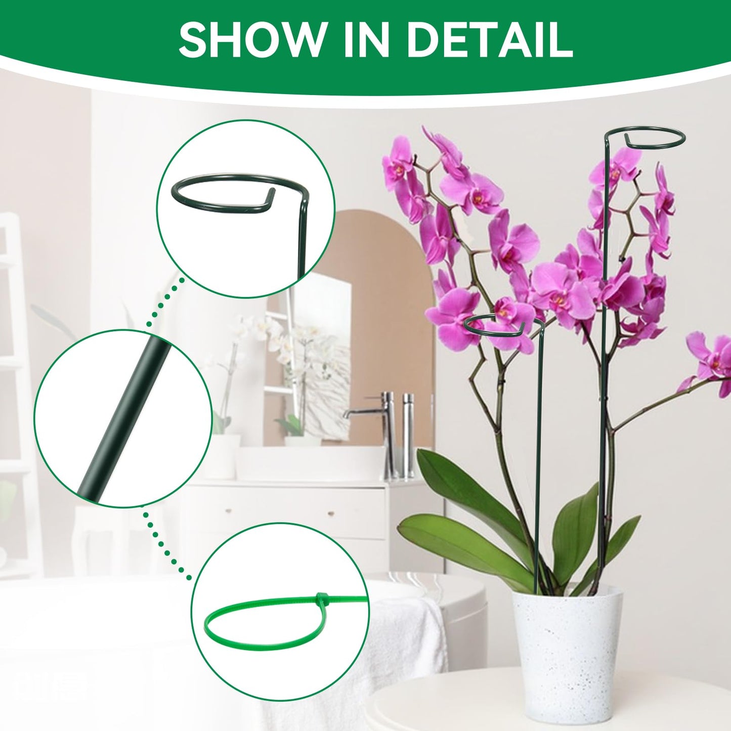 Karlstruyn 15 Pack Plant Stakes, 16.1 Inch Plant Support Stakes, Metal Garden Stakes 30 Twist Ties, Plant Sticks Support, Flower Stakes for Monstera, Tomato Seedling, Sunflower, Hydrangea Etc