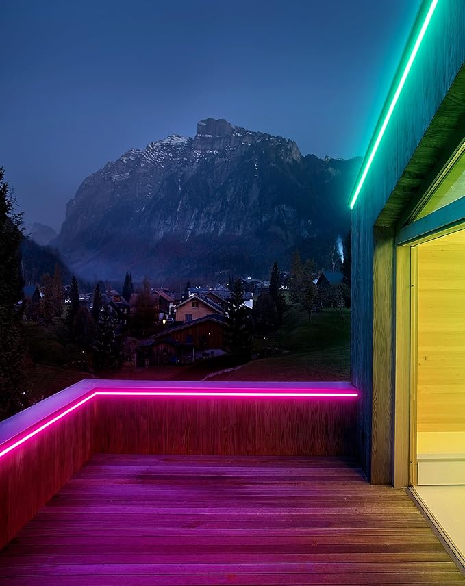 Shine Decor 98.4FT LED RGB Neon Rope Lights, ETL-Listed AC 110-120V Neon LED Strip Lights SMD5050 80LEDs/m with Remote, Dimmable Multicolor Change Flexible Neon Rope Lighting Waterproof for In&Outdoor