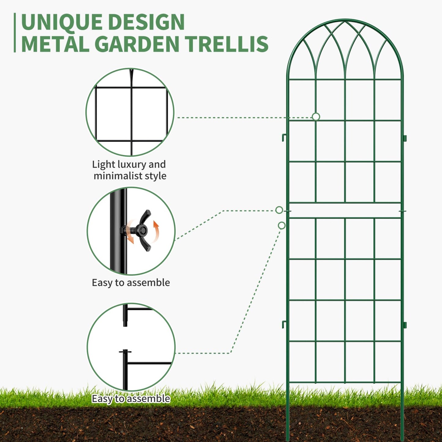 SUNYRISY 4Pack Metal Garden Trellis for Climbing Plants Outdoor, 71x20in Metal Plant Support for Flowers Tomato Cucumber Rose Vegetable Garden Courtyards Lawns Decoration, Green