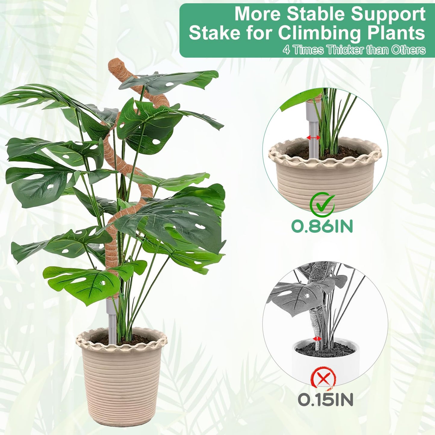 3 Pack Moss Pole, 30 Inch Monstera Plant Support， Moss Poles for Climbing Plants Indoor DIY, Coco Coir Plant Pole Moss Plant Stick Support Stake Kit for Potted Plants, Pothos, Philodendron