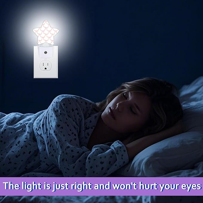Pink Bow Night Lights Plug Into Wall,Girls Princess Dusk to Dawn Light Sensor Night Light for Kids, Energy Efficient Sleep Friendly Lamp for Bedroom Bathroom Nursery