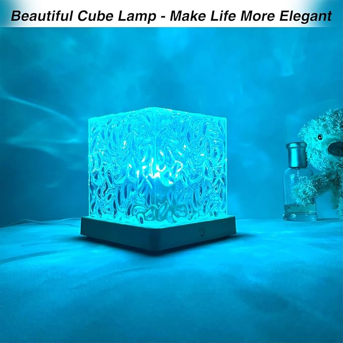 Ocean Lamp Water Light Projector - Water Ripple Projector Light Cube Aurora Northern Lights Wave Ripple Night Light for Bedroom (16 Colors)